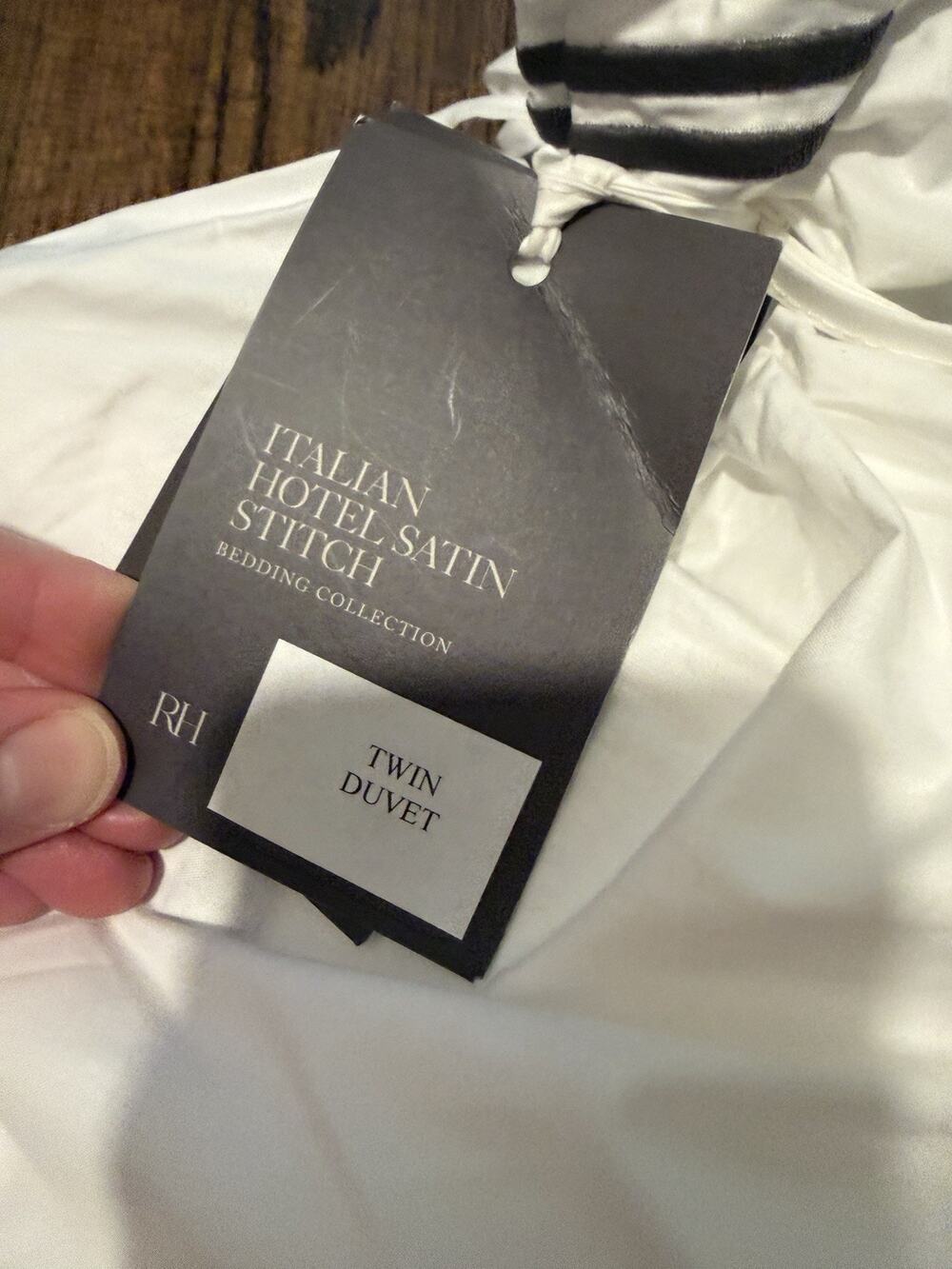 Restoration Hardware Italian Hotel Satin Stitch Duvet Twin Grey NEW $219 NWT